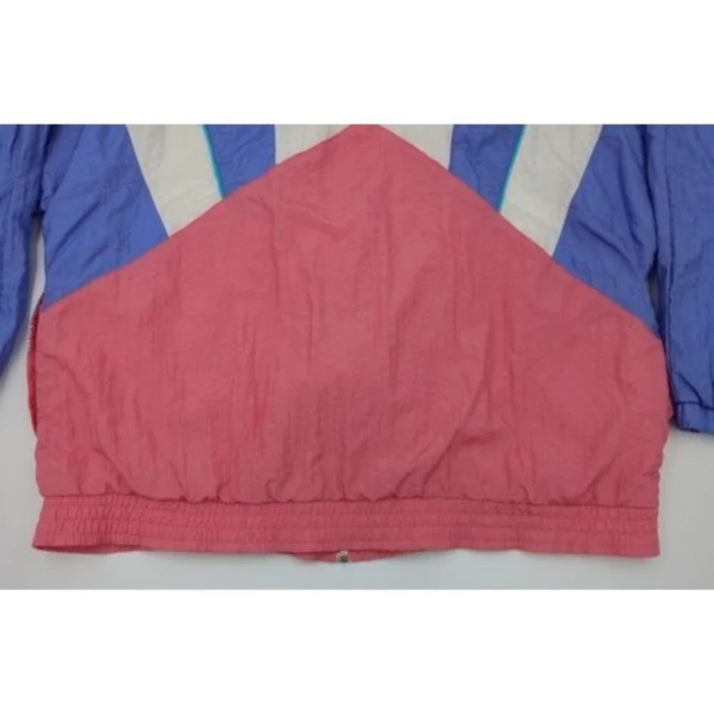 Vintage Bold Spirit Womens Nylon Windbreaker Jacket Size XL Grannycore Pastel 90